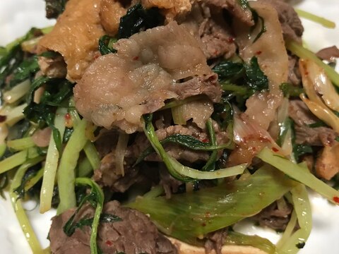 簡単一品＊牛肉の水菜の炒めもの